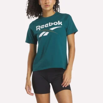 Dam-T-shirt med tvåfärgat logo och korta ärmar