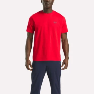 Herr-T-shirt med kort ärm, rund hals och liten logotyp