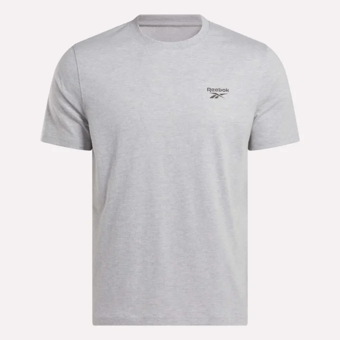 Herr-T-shirt med kort ärm, rund hals och liten logotyp Herr-T-shirt med kort ärm, rund hals och liten logotyp