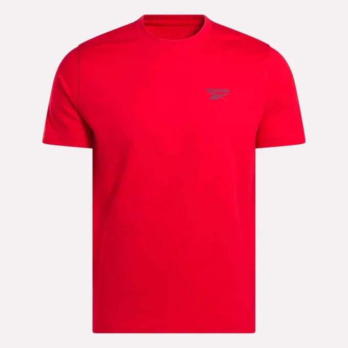 Herr-T-shirt med kort ärm, rund hals och liten logotyp Herr-T-shirt med kort ärm, rund hals och liten logotyp