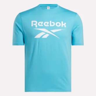 Herr-T-shirt med stor logotyp och rund hals
