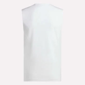 Herr-T-shirt utan ärmar med märkeslogotyp