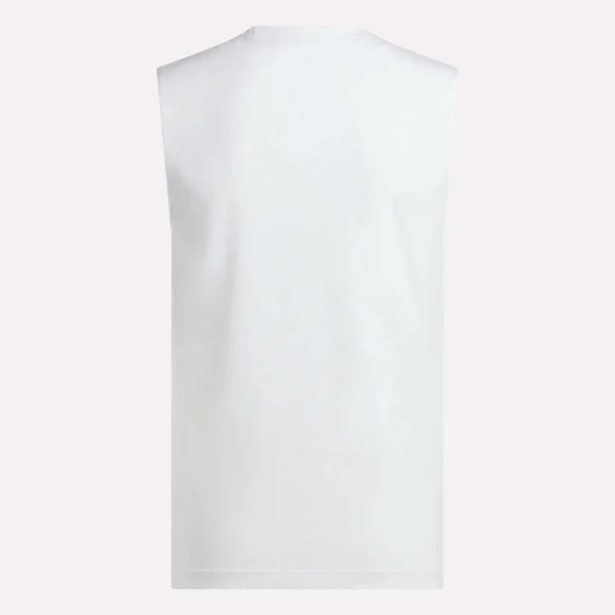 Herr-T-shirt utan ärmar med märkeslogotyp