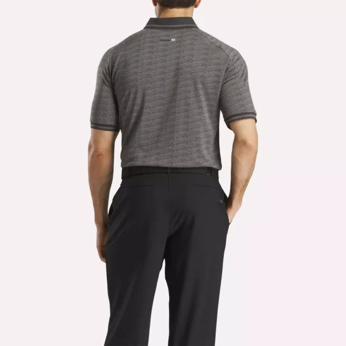 Herrkortärmad ton-i-ton Vector Jacquard-polotröja med ribbad kant Herrkortärmad ton-i-ton Vector Jacquard-polotröja med ribbad kant