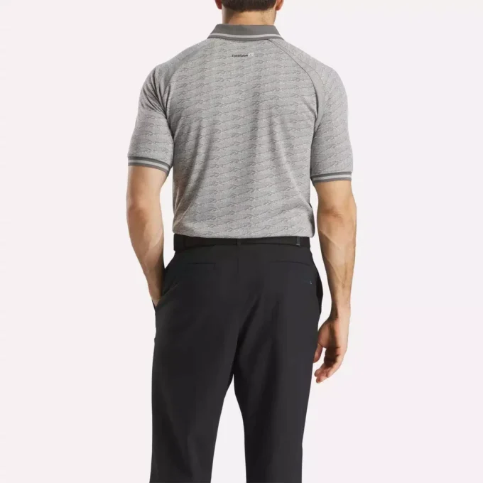 Herrkortärmad ton-i-ton Vector Jacquard-polotröja med ribbad kant Herrkortärmad ton-i-ton Vector Jacquard-polotröja med ribbad kant