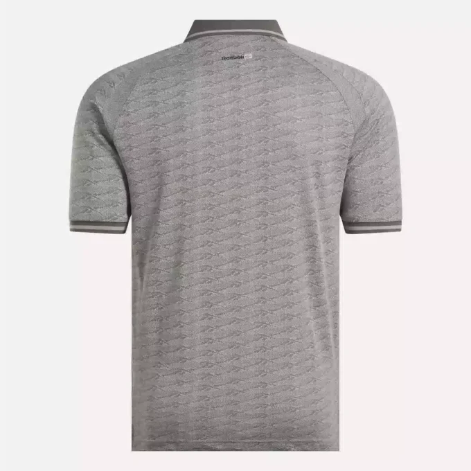 Herrkortärmad ton-i-ton Vector Jacquard-polotröja med ribbad kant Herrkortärmad ton-i-ton Vector Jacquard-polotröja med ribbad kant