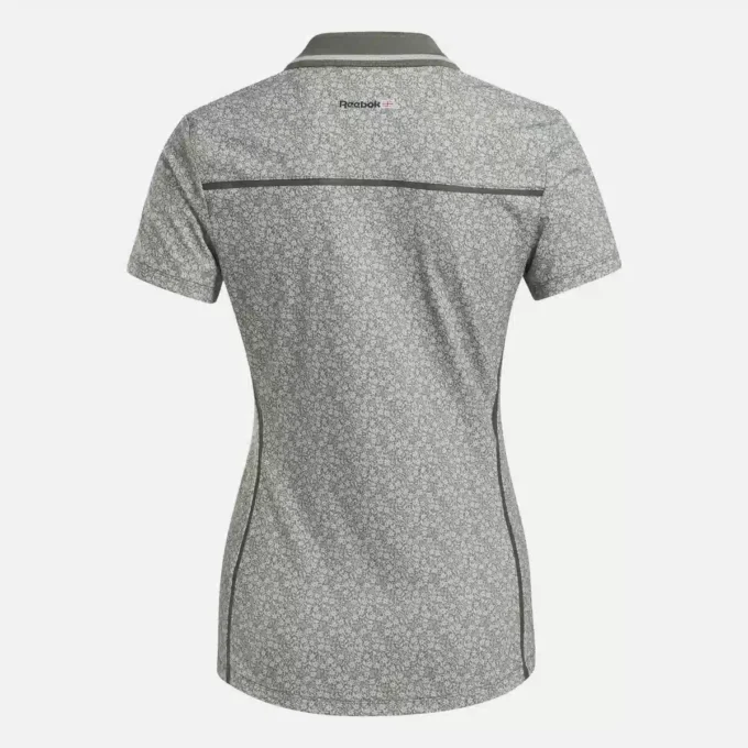 Johnny Collar Micro Floral Polo Shirt med korta ärmar för damer Johnny Collar Micro Floral Polo Shirt med korta ärmar för damer