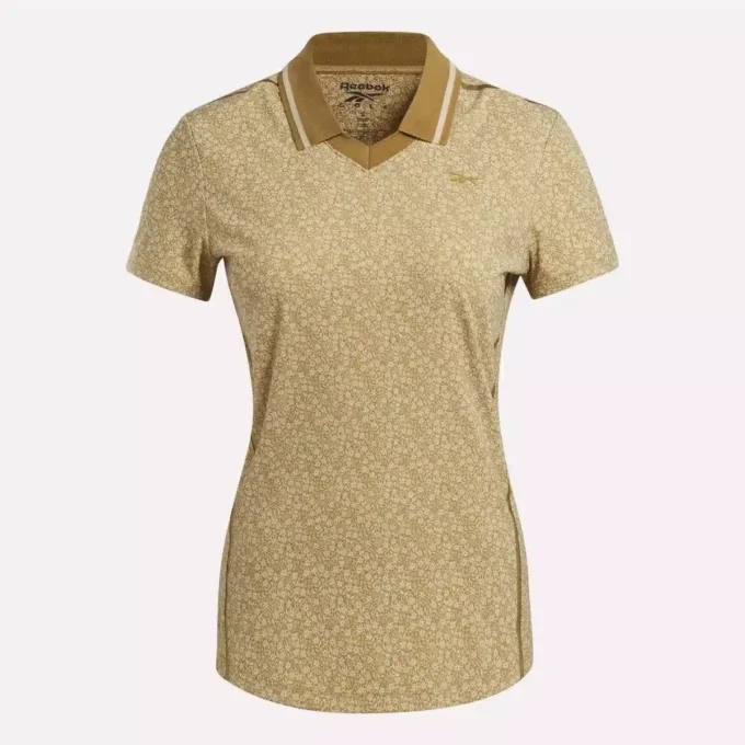 Johnny Collar Micro Floral Polo Shirt med korta ärmar för damer Johnny Collar Micro Floral Polo Shirt med korta ärmar för damer