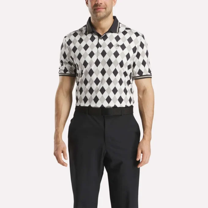 Kortärmad Vector Argyle Print Polo för män Kortärmad Vector Argyle Print Polo för män