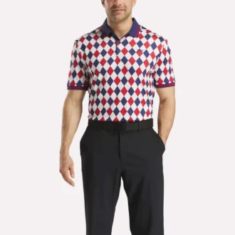 Kortärmad Vector Argyle Print Polo för män