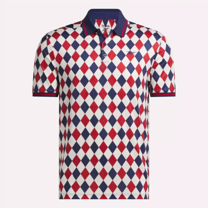 Kortärmad Vector Argyle Print Polo för män Kortärmad Vector Argyle Print Polo för män