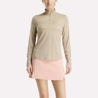 Långärmad golfpullover för damer i Engineered Vector Jacquard med 1/4 dragkedja Långärmad golfpullover för damer i Engineered Vector Jacquard med 1/4 dragkedja