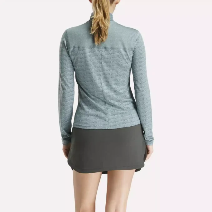 Långärmad golfpullover för damer i Engineered Vector Jacquard med 1/4 dragkedja Långärmad golfpullover för damer i Engineered Vector Jacquard med 1/4 dragkedja