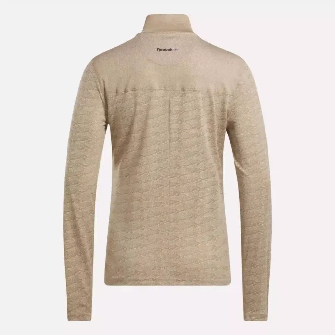 Långärmad golfpullover för damer i Engineered Vector Jacquard med 1/4 dragkedja Långärmad golfpullover för damer i Engineered Vector Jacquard med 1/4 dragkedja
