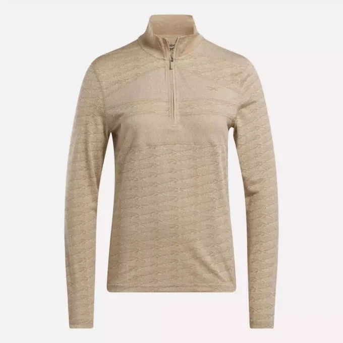 Långärmad golfpullover för damer i Engineered Vector Jacquard med 1/4 dragkedja Långärmad golfpullover för damer i Engineered Vector Jacquard med 1/4 dragkedja