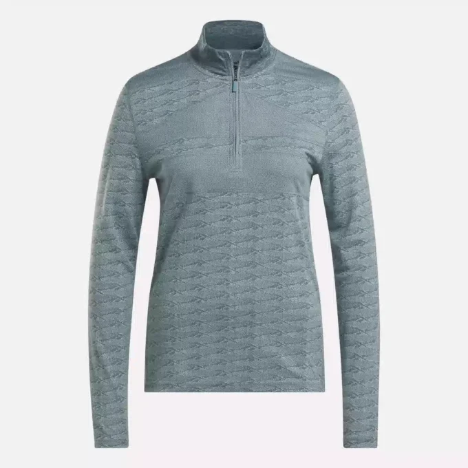 Långärmad golfpullover för damer i Engineered Vector Jacquard med 1/4 dragkedja Långärmad golfpullover för damer i Engineered Vector Jacquard med 1/4 dragkedja