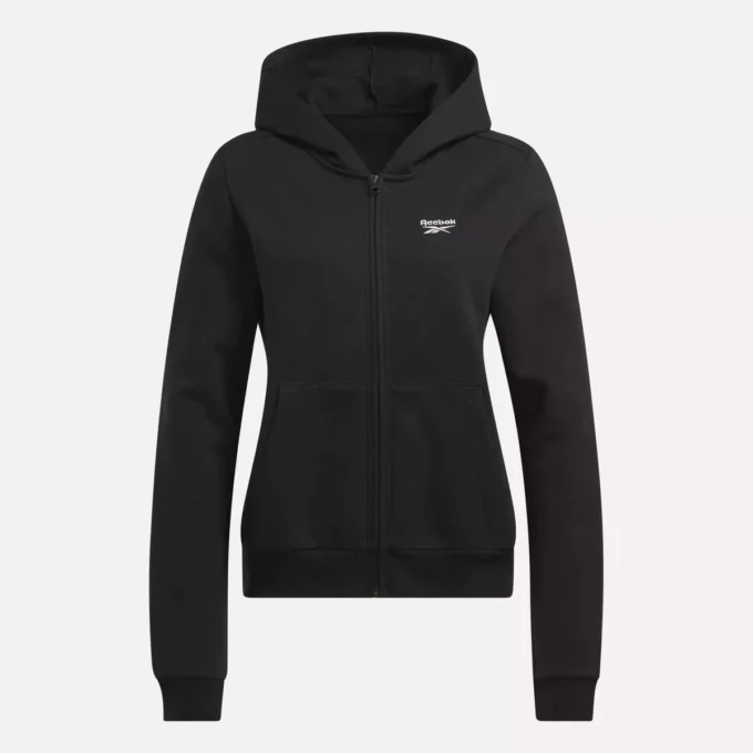 Reebok Identity Small Logo Fleece Full-Zip Hoodie för damer Reebok Identity Small Logo Fleece Full-Zip Hoodie för damer