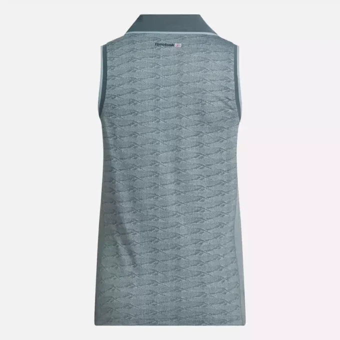 Ärmlös golfpikétröja för damer i ton-i-ton-mönster med jacquard Ärmlös golfpikétröja för damer i ton-i-ton-mönster med jacquard