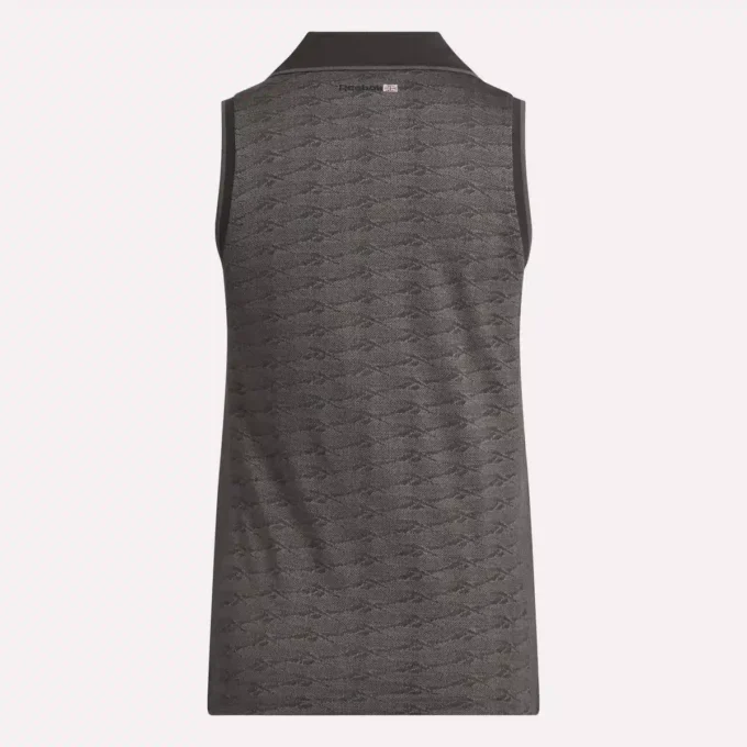 Ärmlös golfpikétröja för damer i ton-i-ton-mönster med jacquard Ärmlös golfpikétröja för damer i ton-i-ton-mönster med jacquard