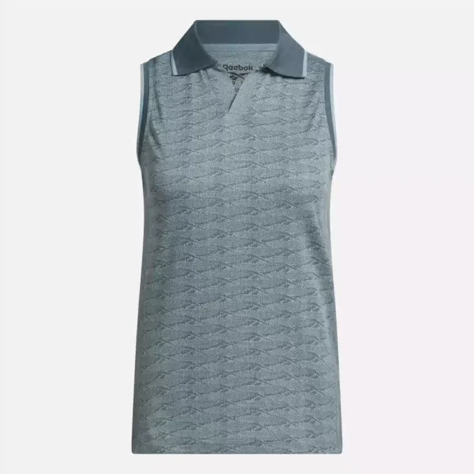 Ärmlös golfpikétröja för damer i ton-i-ton-mönster med jacquard Ärmlös golfpikétröja för damer i ton-i-ton-mönster med jacquard
